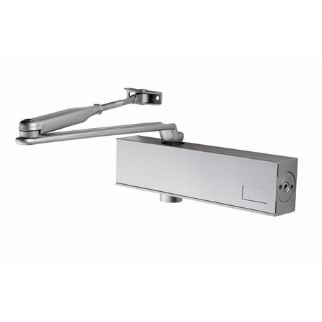 This is an image of a Eurospec - Medium Frequency Overhead Door Closer Variable Power Size 2-4 - Silve that is availble to order from Trade Door Handles in Kendal.