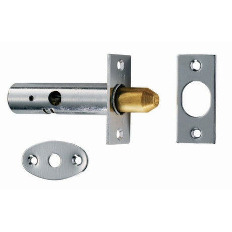 This is an image of a Eurospec - Security Door Bolt - Polished Chrome that is availble to order from Trade Door Handles in Kendal.