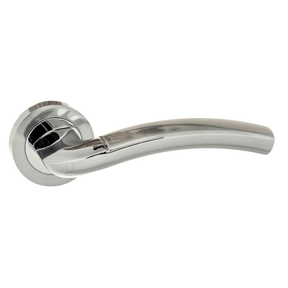 Eco Door Furniture Satin Chrome/Polished Chrome / Round Rose Eco Crest Aluminium Lever on Round Rose - Satin Chrome/Polished Chrome