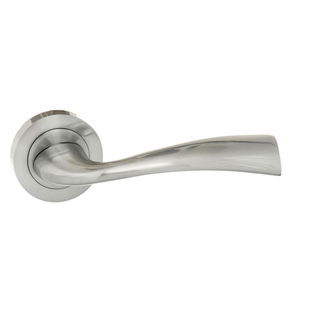 Eco Door Furniture Satin Chrome / Round Rose Eco Wave Aluminium Lever on Round Rose - Satin Chrome