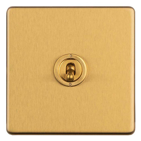This is an image showing Eurolite Concealed 3mm 1 Gang 2 Way Toggle Switch - Satin Brass ecsbt1sw available to order from trade door handles, quick delivery and discounted prices.