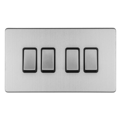 This is an image showing Eurolite Concealed 3mm 4 Gang 10Amp 2Way Switch - Stainless Steel (With Matching Trim) ecss4swb available to order from trade door handles, quick delivery and discounted prices.