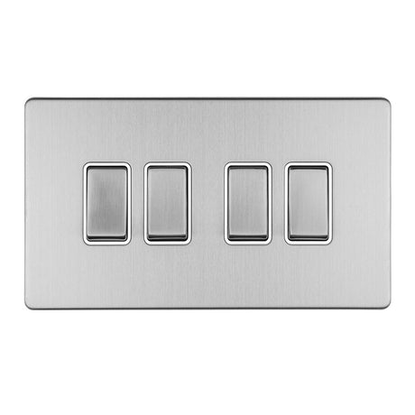 This is an image showing Eurolite Concealed 3mm 6 Gang 10Amp 2Way Switch - Stainless Steel (With Matching Trim) ecss4sww available to order from trade door handles, quick delivery and discounted prices.