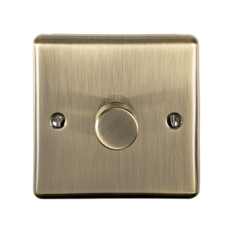 This is an image showing Eurolite Enhance Decorative 1 Gang Dimmer - Antique Brass en1dledabb available to order from trade door handles, quick delivery and discounted prices.