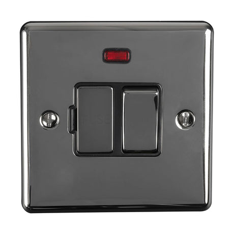 This is an image showing Eurolite Enhance Decorative Switched Fuse Spur With Neon Indicator - Black Nickel (With Black Trim) enswfnbnb available to order from trade door handles, quick delivery and discounted prices.