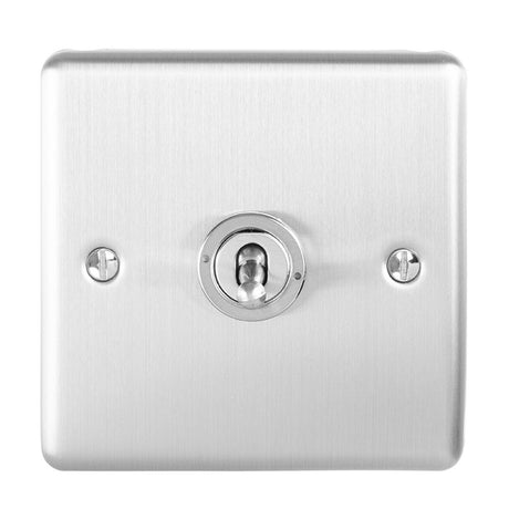 This is an image showing Eurolite Enhance Decorative 1 Gang Toggle Switch - Satin Stainless Steel ent1swss available to order from trade door handles, quick delivery and discounted prices.