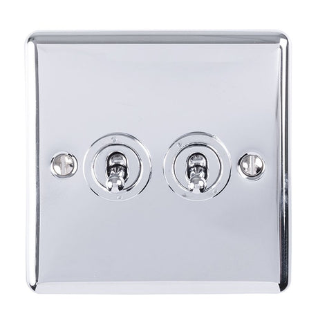 This is an image showing Eurolite Enhance Decorative 2 Gang Toggle Switch - Polished Chrome ent2swpc available to order from trade door handles, quick delivery and discounted prices.