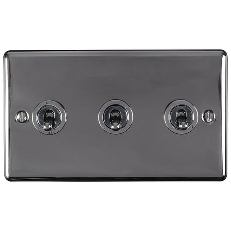This is an image showing Eurolite Enhance Decorative 3 Gang Toggle Switch - Black Nickel ent3swbn available to order from trade door handles, quick delivery and discounted prices.