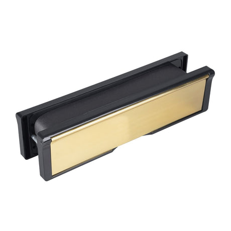 This is an image of a Eurospec - Intumescent Letterbox Assemblies 254mm PB - Polished Brass that is availble to order from Trade Door Handles in Kendal.