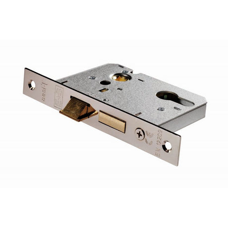 This is an image of a Eurospec - Easi-T Economy Euro Profile Sashlock 76mm - Nickel Plate that is availble to order from Trade Door Handles in Kendal.
