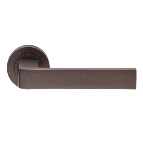 This is an image of a Carlisle Brass - Sasso Lever on Rose - Matt Bronze that is availble to order from Trade Door Handles in Kendal.
