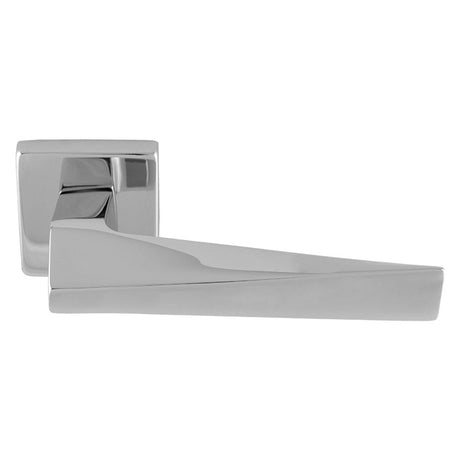 This is an image of a Carlisle Brass - Bordo Lever On Concealed Fix Push-On Square Rose - Polished Chrome eul140cp that is availble to order from Trade Door Handles in Kendal.