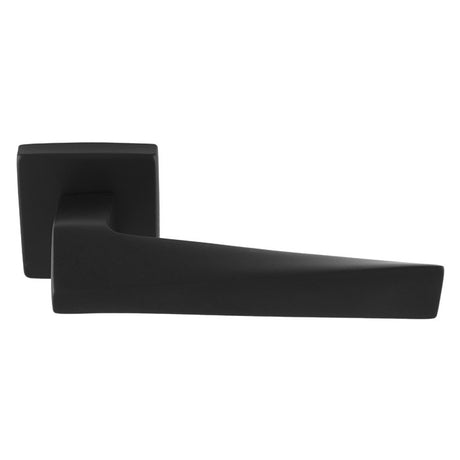 This is an image of a Carlisle Brass - Bordo Lever On Concealed Fix Push-On Square Rose - Matt Black eul140mb that is availble to order from Trade Door Handles in Kendal.