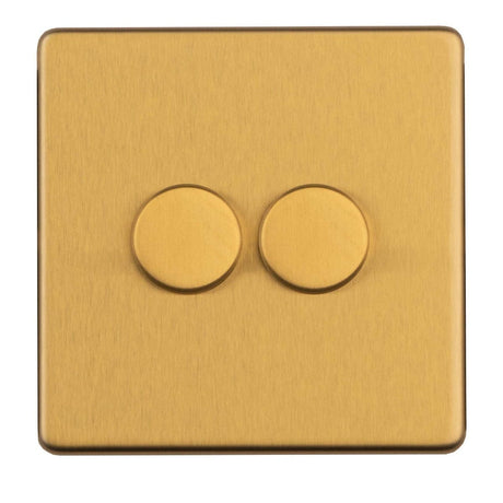 EuroLite Electrical Satin brass / Concealed 3mm 1 Gang Dimmer - LED Eurolite 2 Gang Dimmer - Satin brass