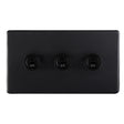 EuroLite Electrical Matt Black / Concealed 3mm 1-4 Gang Toggle Switch Satin Brass Eurolite 3 Gang 10Amp 2Way Toggle Switch - Matt Black