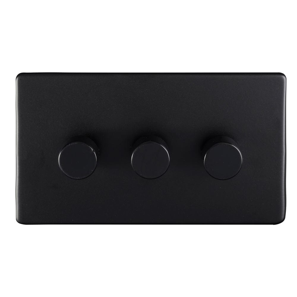 EuroLite Electrical Matt Black / Concealed 3mm 1 Gang Dimmer - LED Eurolite 3 Gang Dimmer - Matt Black