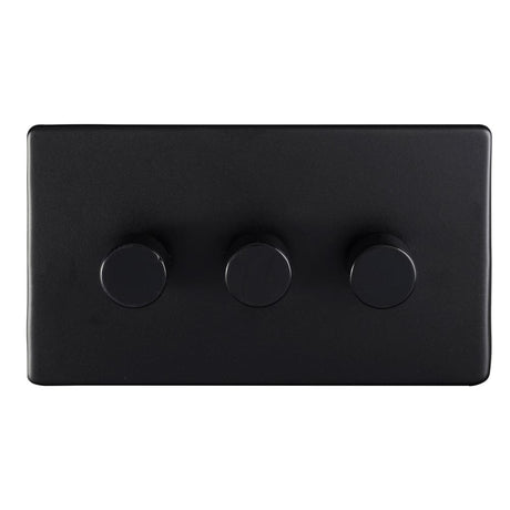 EuroLite Electrical Matt Black / Concealed 3mm 1 Gang Dimmer - LED Eurolite 3 Gang Dimmer - Matt Black