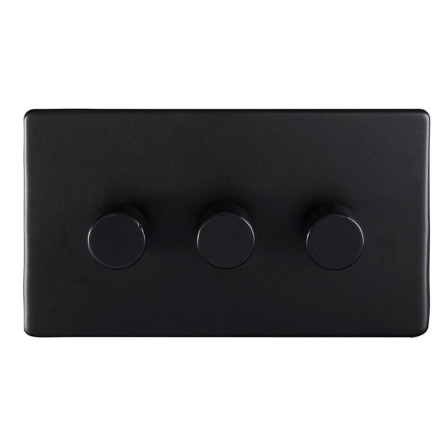 EuroLite Electrical Matt Black / Concealed 3mm 1 Gang Dimmer - LED Eurolite 3 Gang Dimmer - Matt Black