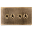 EuroLite Electrical Antique Brass / Concealed 3mm 1-4 Gang Toggle Switch Satin Brass Eurolite 4 Gang 10Amp 2Way Toggle Switch - Antique Brass