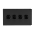EuroLite Electrical Matt Black / Concealed 3mm 1-4 Gang Toggle Switch Satin Brass Eurolite 4 Gang 10Amp 2Way Toggle Switch - Matt Black