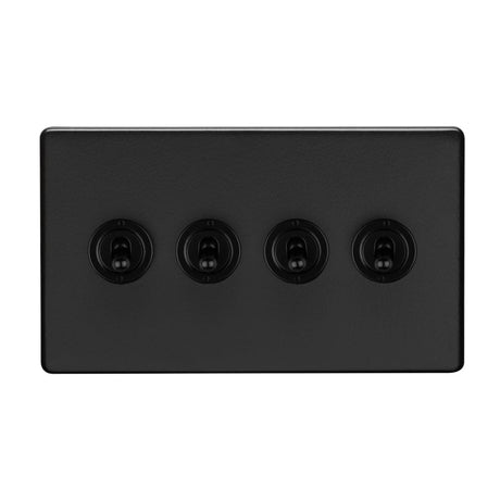 EuroLite Electrical Matt Black / Concealed 3mm 1-4 Gang Toggle Switch Satin Brass Eurolite 4 Gang 10Amp 2Way Toggle Switch - Matt Black