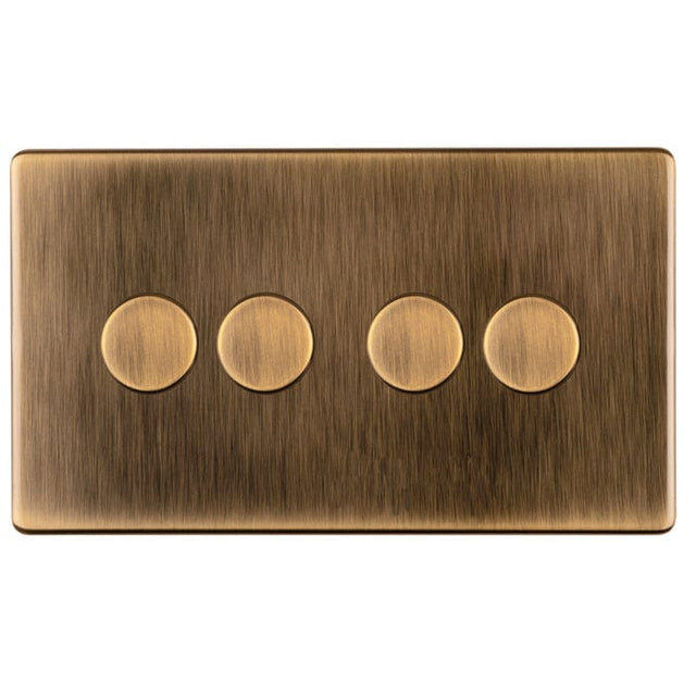 EuroLite Electrical Antique Brass / Concealed 3mm 1 Gang Dimmer - LED Eurolite 4 Gang Dimmer - Antique Brass