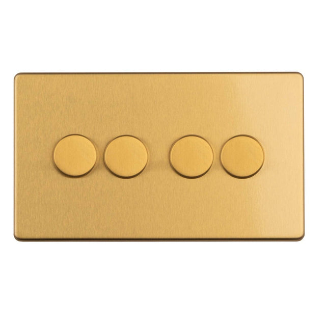 EuroLite Electrical Satin brass / Concealed 3mm 1 Gang Dimmer - LED Eurolite 4 Gang Dimmer - Satin brass