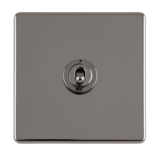 EuroLite Electrical Black Nickel / 1 GANG 10AMP 2WAY TOGGLE SWITCH BLACK NICKEL PLATE / (With Black Trim) Eurolite Concealed 3mm 1 Gang 10Amp 2Way Toggle Switch Black Nickel Plate - Black Nickel (With Black Trim)
