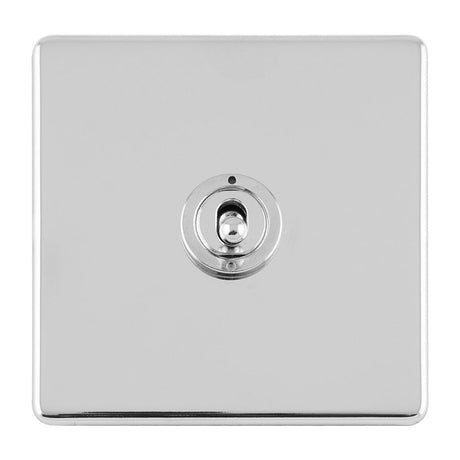 EuroLite Electrical Polished Chrome / 1 GANG 10AMP 2WAY TOGGLE SWITCH POLISHED CHROME PLATE / (With White Trim) Eurolite Concealed 3mm 1 Gang 10Amp 2Way Toggle Switch Polished Chrome Plate - Polished Chrome (With White Trim)