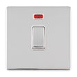 EuroLite Electrical Polished Chrome / 1 GANG 20AMP DP SWITCH & NEON FLAT CONCEALED POLISHED CHROME PLATE MATCHING ROCKER / (With White Trim) Eurolite Concealed 3mm 1 Gang 20Amp Dp Switch & Neon - Polished Chrome (With White Trim)