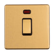EuroLite Electrical Satin Brass / 1 Gang 20Amp Switched Socket with neon Indicator / (With Black Trim) Eurolite Concealed 3mm 1 Gang 20Amp Switched Socket with neon Indicator - Satin Brass