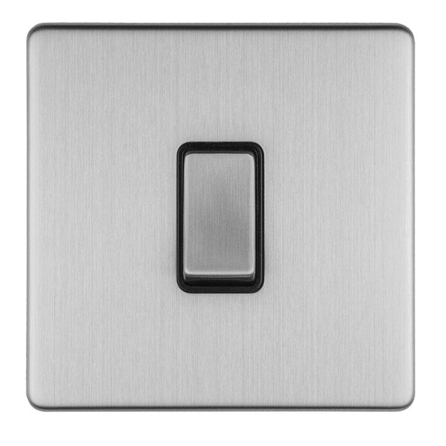EuroLite Electrical Stainless Steel / 1 GANG INTERMEDIATE SWITCH FLAT CONCEALED SATIN STAINLESS PLATE MATCHING ROCKERS / (With matching Trim) Eurolite Concealed 3mm 1 Gang Intermediate Switch - Stainless Steel (With matching Trim)