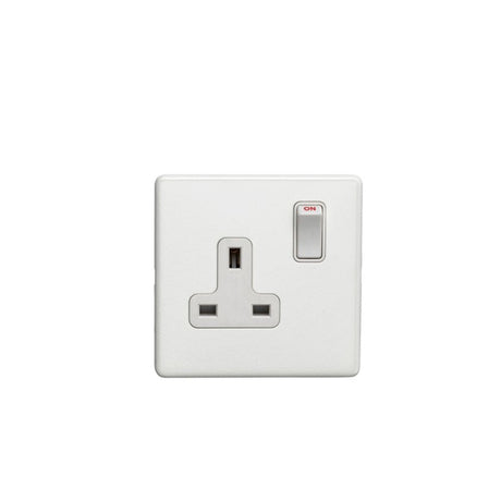 EuroLite Electrical Matt White / 1 Gang Socket / (With White Trim) Eurolite Concealed 3mm 1 Gang Socket - White (With White Trim)