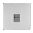 EuroLite Electrical Stainless Steel / 1 GANG TELEPHONE SLAVE FLAT CONCEALED SATIN STAINLESS PLATE GREY INTERIOR / (With Grey Trim) Eurolite Concealed 3mm 1 Gang Telephone Slave - Stainless Steel (With Grey Trim)