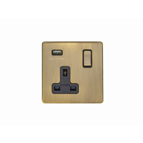 EuroLite Electrical Antique Brass / 1 Gang USB Socket / (With Black Trim) Eurolite Concealed 3mm 1 Gang USB Socket - Antique Brass (With Black Trim)