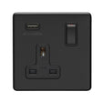 EuroLite Electrical Matt Black / 1 Gang USB Socket / (With Black Trim) Eurolite Concealed 3mm 1 Gang USB Socket - Matt Black (With Black Trim)