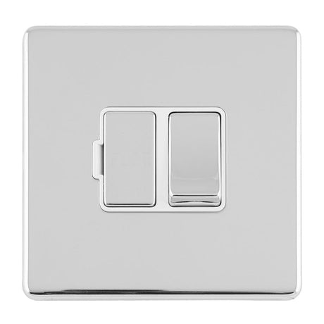EuroLite Electrical Polished Chrome / 13AMP SWITCHED FUSE SPUR FLAT CONCEALED POLISHED CHROME PLATE MATCHING ROCKER / (With White Trim) Eurolite Concealed 3mm 13Amp Switched Fuse Spur - Polished Chrome (With White Trim)
