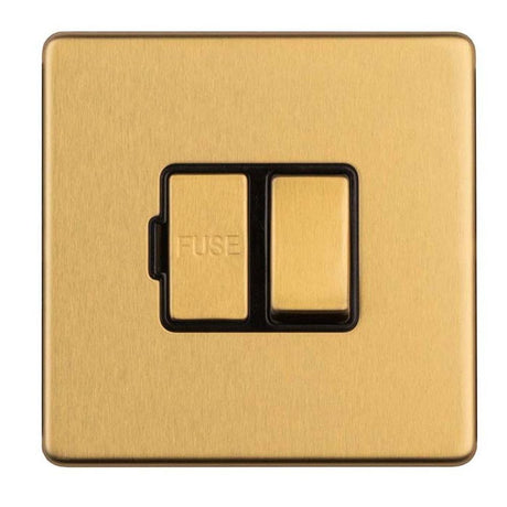 EuroLite Electrical Satin Brass / 13Amp Switched Fuse Spur / (With Black Trim) Eurolite Concealed 3mm 13Amp Switched Fuse Spur - Satin Brass