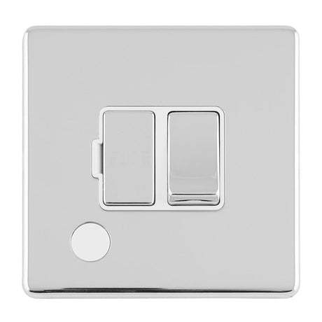 EuroLite Electrical Polished Chrome / 13AMP SWITCHED FUSE SPUR WITH FLEX OUTLET FLAT CONCEALED POLISHED CHROME PLATE MATCHING ROCKER / (With White Trim) Eurolite Concealed 3mm 13Amp Switched Fuse Spur With Flex Outlet - Polished Chrome (With White Trim)