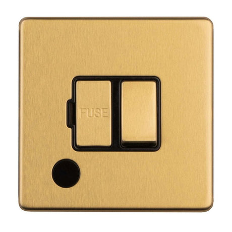 EuroLite Electrical Satin Brass / 13Amp Switched Fuse Spur With Flex Outlet / (With Black Trim) Eurolite Concealed 3mm 13Amp Switched Fuse Spur With Flex Outlet - Satin Brass