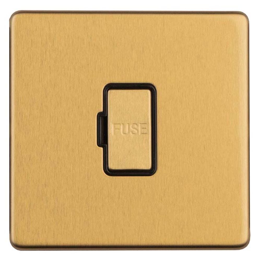 EuroLite Electrical Satin Brass / 13Amp Un-Switched Fuse Spur / (With Black Trim) Eurolite Concealed 3mm 13Amp Un-Switched Fuse Spur - Satin Brass