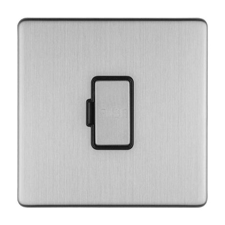EuroLite Electrical Stainless Steel / 13AMP UNSWITCHED FUSE SPUR FLAT CONCEALED SATIN STAINLESS PLATE MATCHING ROCKER / (With Matching Trim) Eurolite Concealed 3mm 13Amp Unswitched Fuse Spur - Stainless Steel (With Matching Trim)
