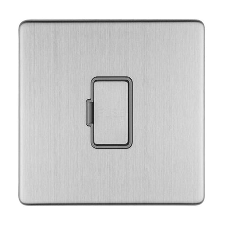 EuroLite Electrical Stainless Steel / 13AMP UNSWITCHED FUSE SPUR FLAT CONCEALED SATIN STAINLESS PLATE MATCHING ROCKER / (With Matching Trim) Eurolite Concealed 3mm 13Amp Unswitched Fuse Spur - Stainless Steel (With Matching Trim)