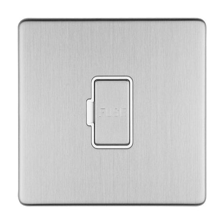EuroLite Electrical Stainless Steel / 13AMP UNSWITCHED FUSE SPUR FLAT CONCEALED SATIN STAINLESS PLATE MATCHING ROCKER / (With Matching Trim) Eurolite Concealed 3mm 13Amp Unswitched Fuse Spur - Stainless Steel (With Matching Trim)