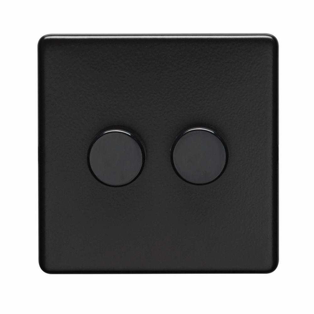EuroLite Electrical Matt Black / 2 Gang Dimmer / (With Black Trim) Eurolite Concealed 3mm 2 Gang Dimmer - Matt Black (With Black Trim)