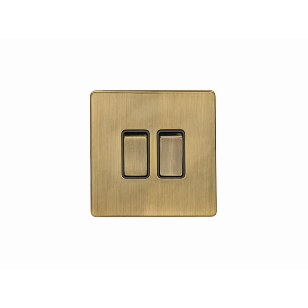 EuroLite Electrical Antique Brass / 2 Gang Switch / (With Black Trim) Eurolite Concealed 3mm 2 Gang Switch - Antique Brass (With Black Trim)