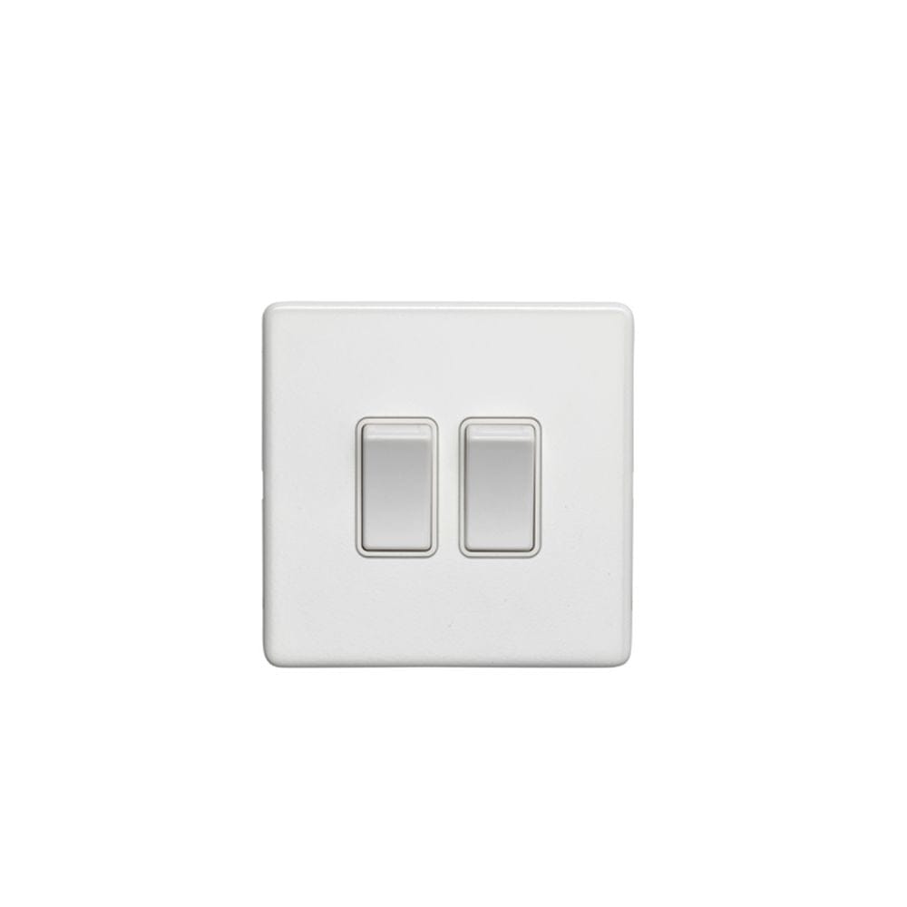 EuroLite Electrical Matt White / 2 Gang Switch / (With White Trim) Eurolite Concealed 3mm 2 Gang Switch - White (With White Trim)