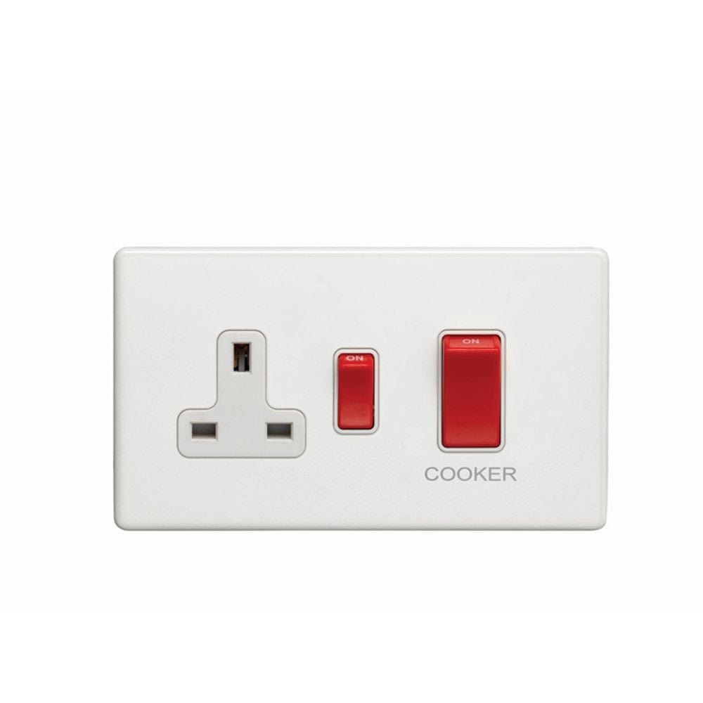 EuroLite Electrical Matt White / 45Amp Switch with a socket / (With White Trim) Eurolite Concealed 3mm 45Amp Switch with a socket - White (With White Trim)