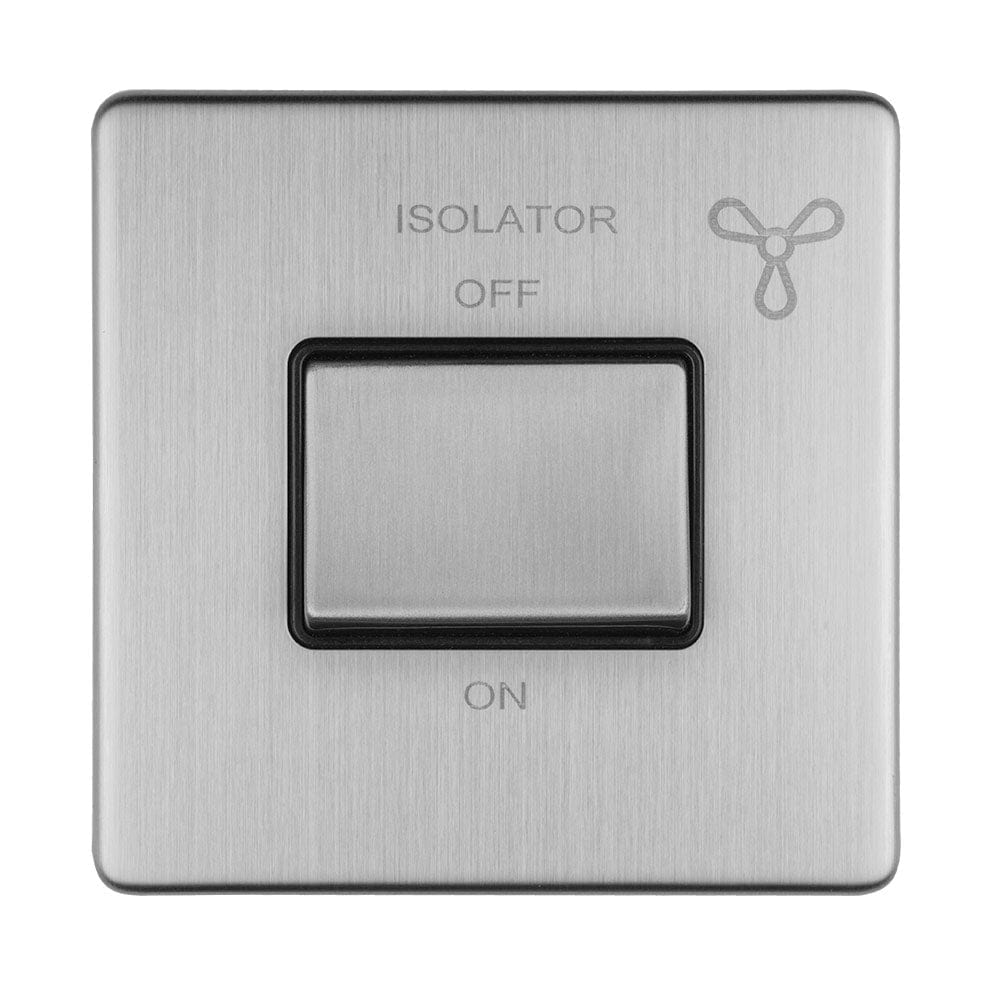 EuroLite Electrical Stainless Steel / 6AMP FAN ISOLATOR SWITCH FLAT CONCEALED SATIN STAINLESS PLATE MATCHING SWITCH / (With Matching Trim) Eurolite Concealed 3mm 6Amp Fan Isolator Switch - Stainless Steel (With Matching Trim)