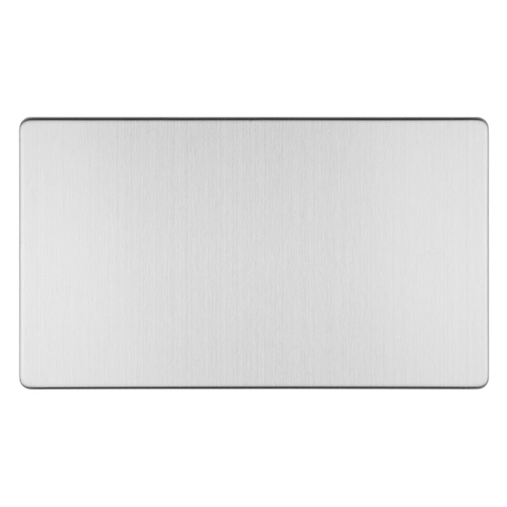 EuroLite Electrical Stainless Steel / DOUBLE BLANK FLAT CONCEALED SATIN STAINLESS PLATE / (With Brass Trim) Eurolite Concealed 3mm Double Blank - Stainless Steel (With Brass Trim)